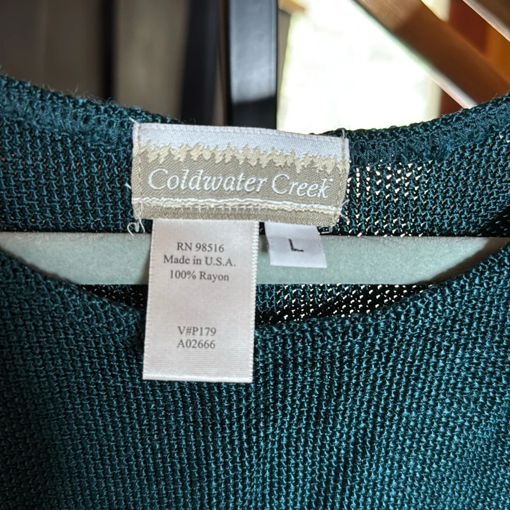 Coldwater Creek Teal Rayon Knit Sleeveless Tank Top Sweater Size Small